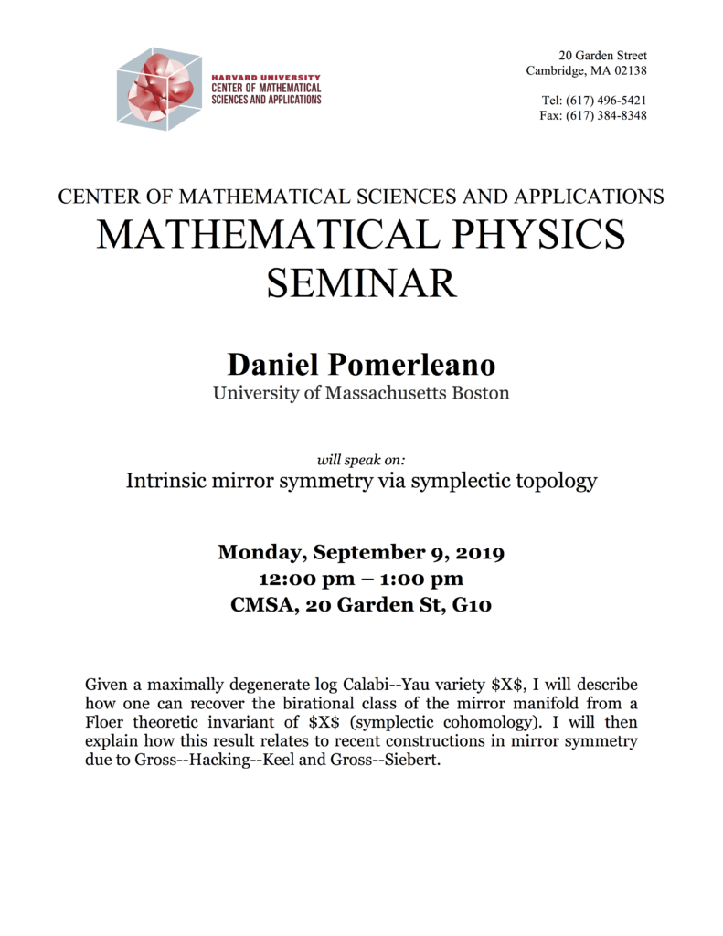 9/9/2019 Math-Physics Seminar