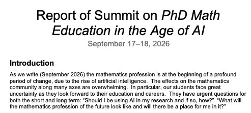 Summit on PhD Math Education in the Age of AI