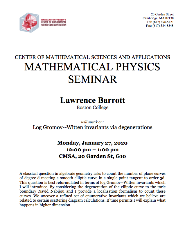 1/27/2019 Math Physics Seminar