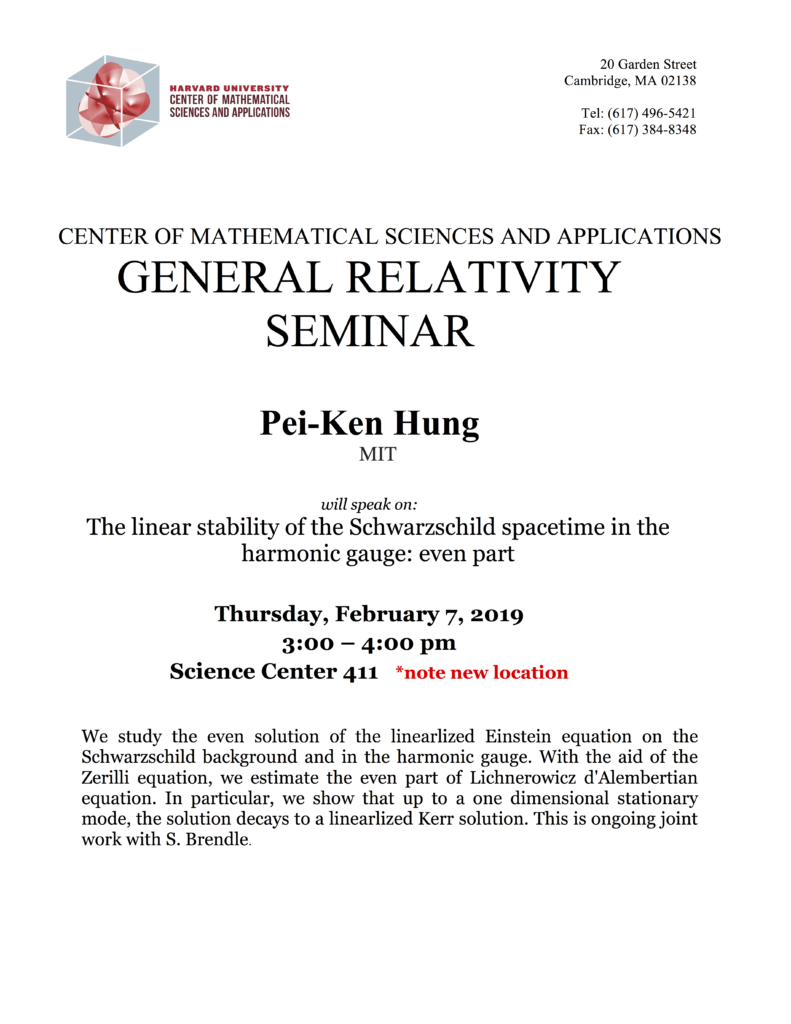 2/7/2019 General Relativity Seminar