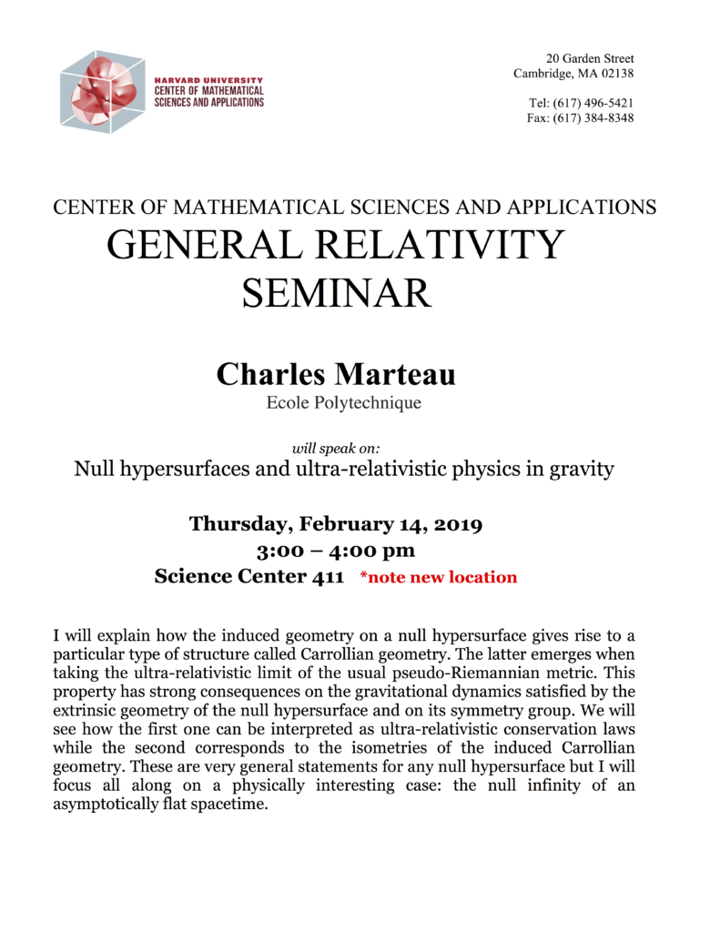 2/14/2019 General Relativity Seminar