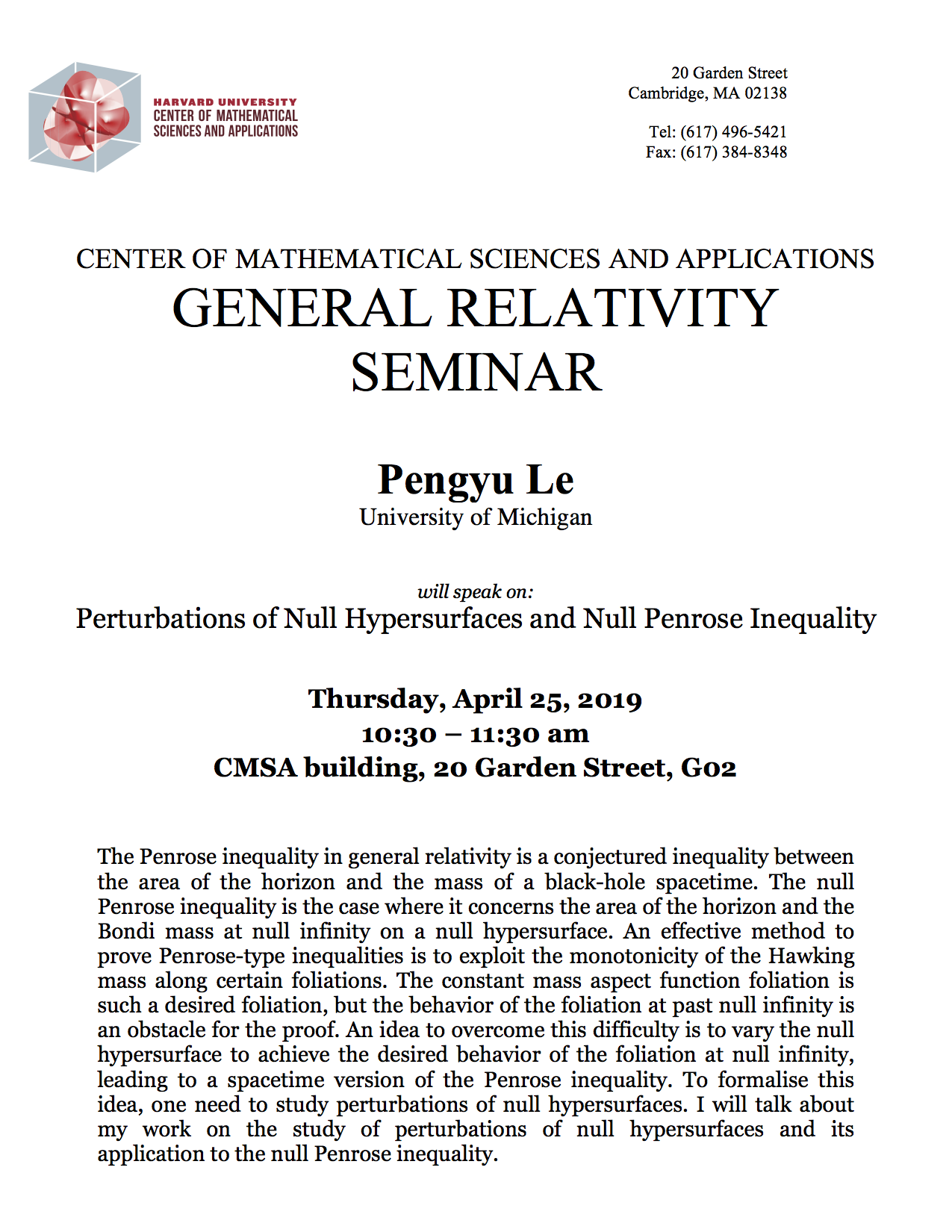 4/25/2019 General Relativity Seminar