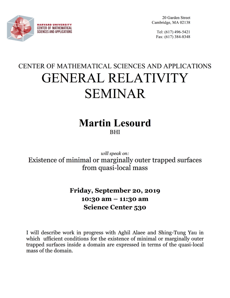 9/20/2019 General Relativity Seminar