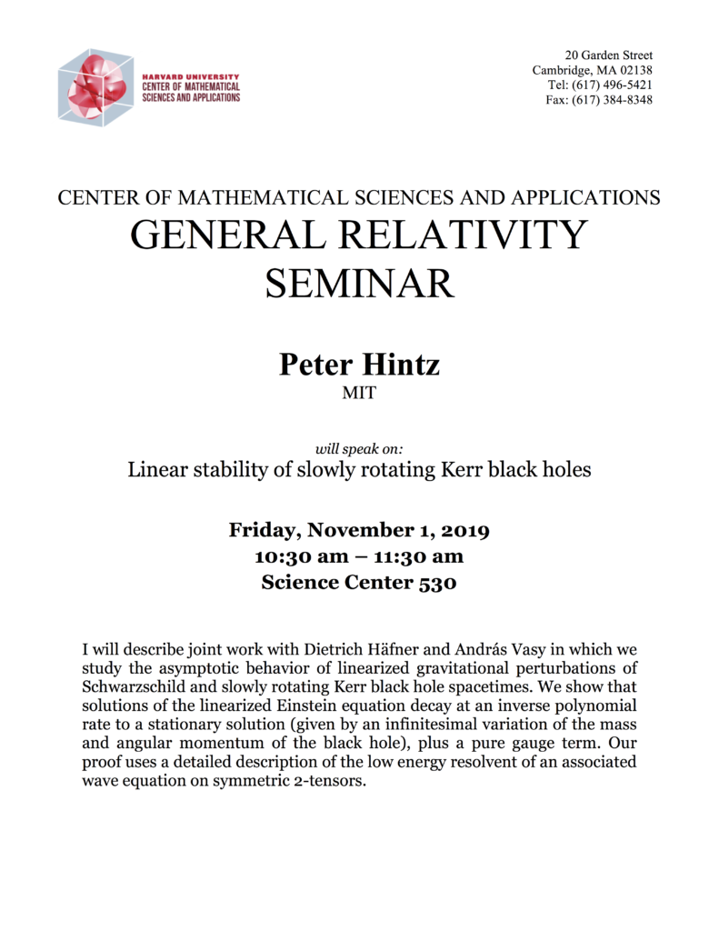 11/1/2019 General Relativity Seminar