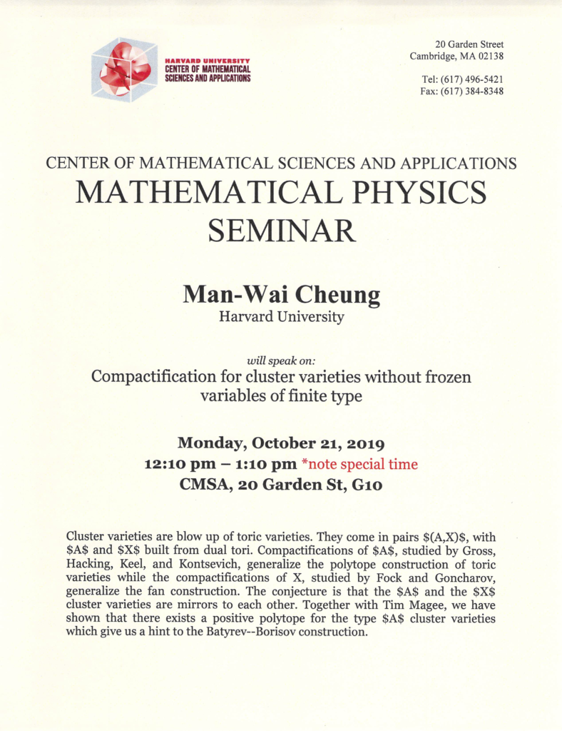 10/21/2019 Math-Physics Seminar