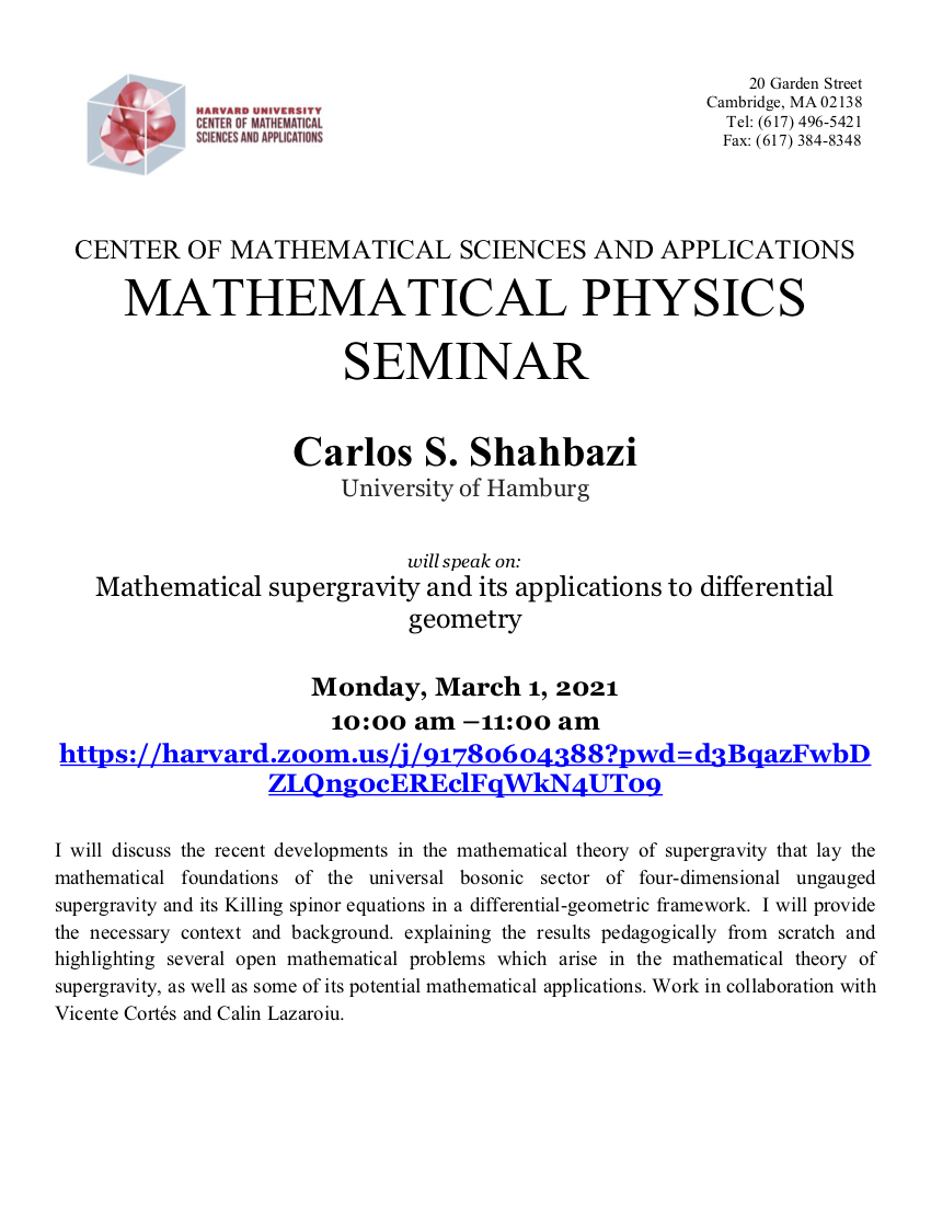 3/1/2021 Mathematical Physics Seminar