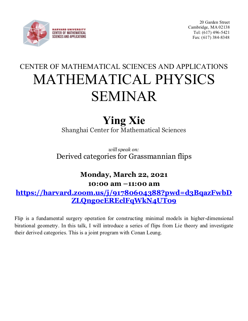 3/22/2021 Mathematical Physics Seminar