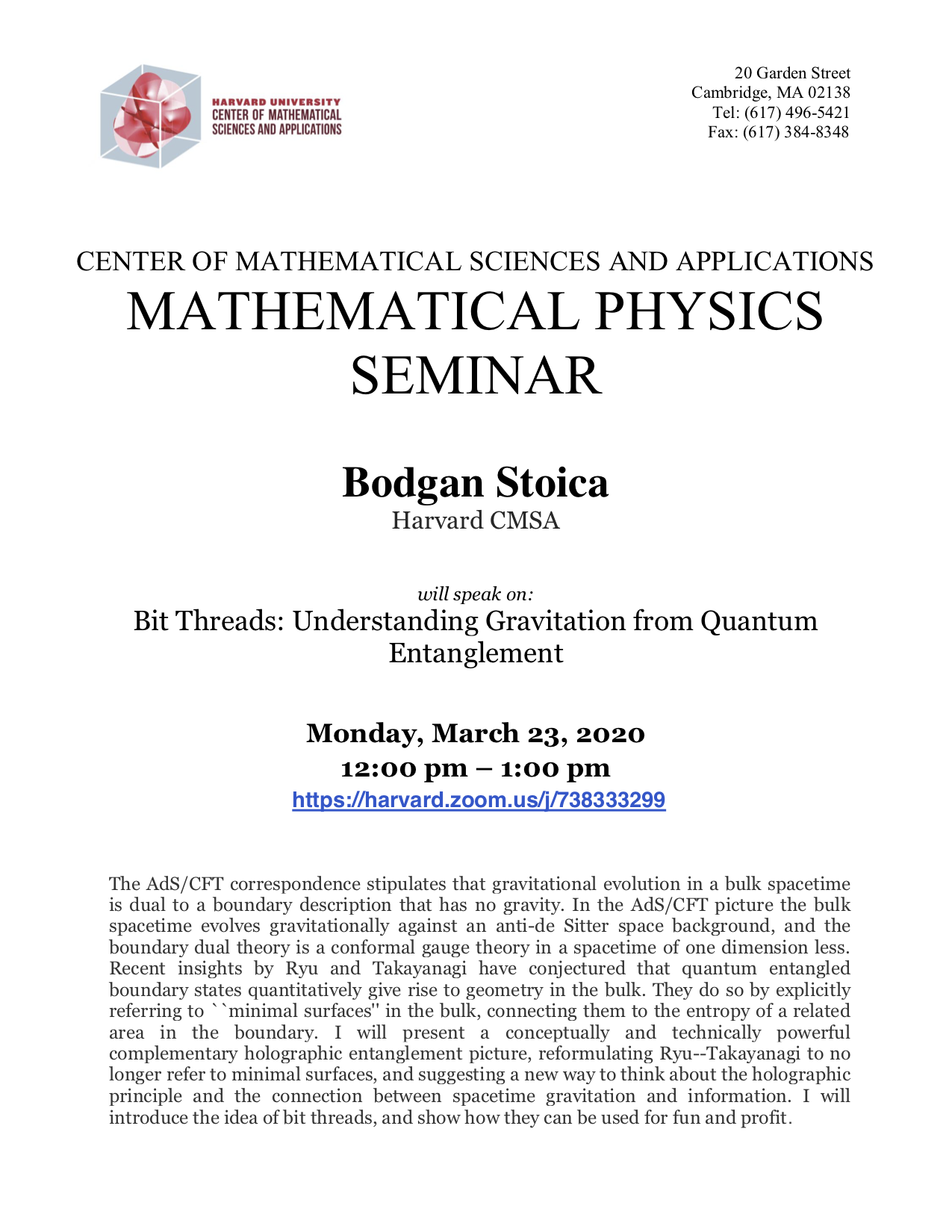 3/23/2020 Math Physics Seminar