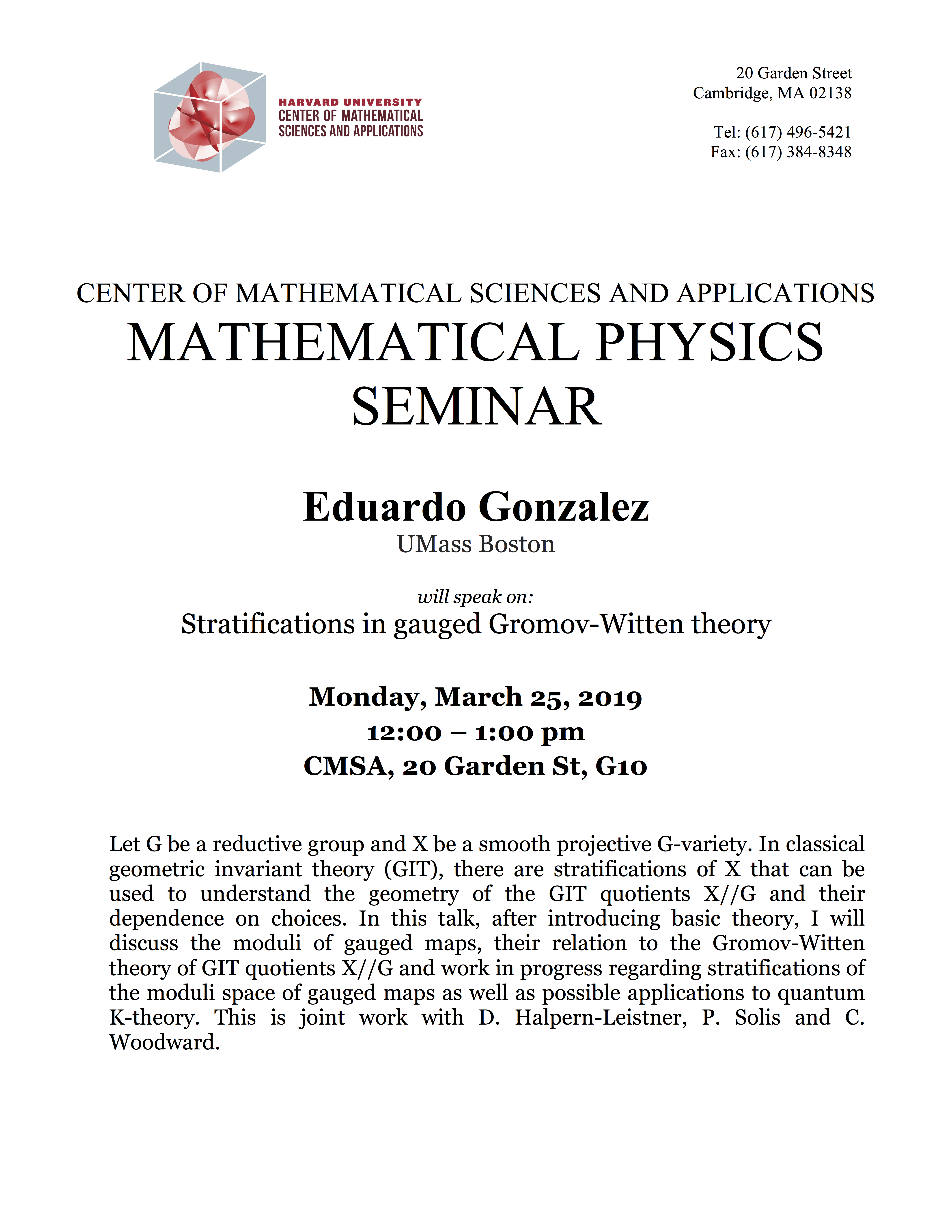 3/25/2019 Mathematical Physics Seminar