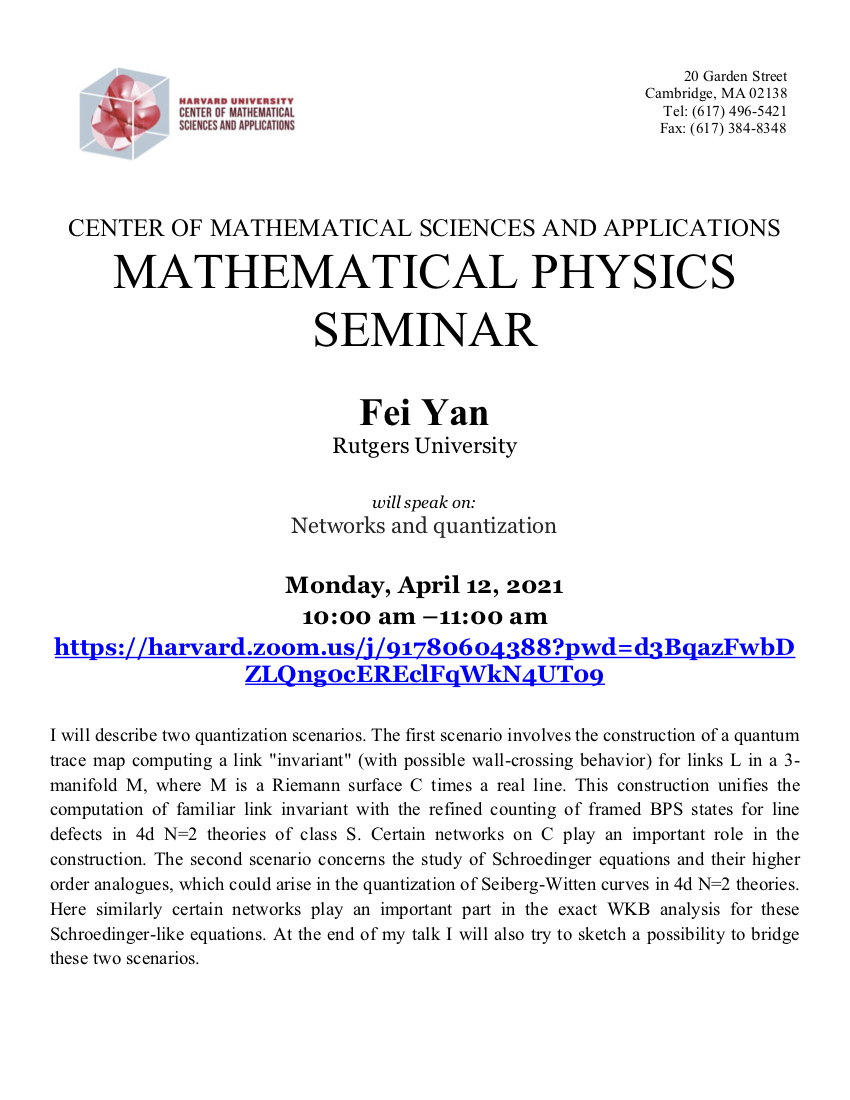 4/12/2021 Mathematical Physics Seminar