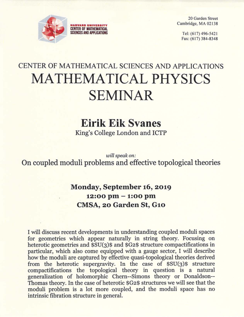 9/16/2019 Math-Physics Seminar