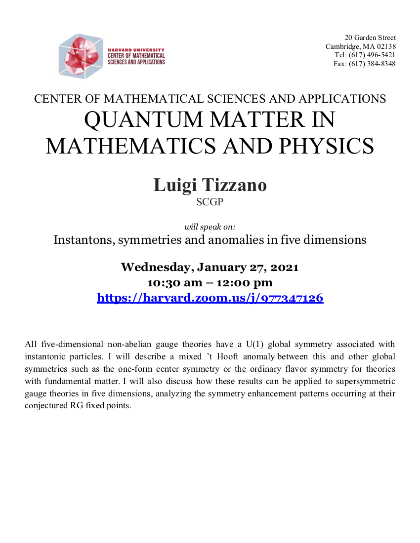 1/27/2021 Quantum Matter Seminar