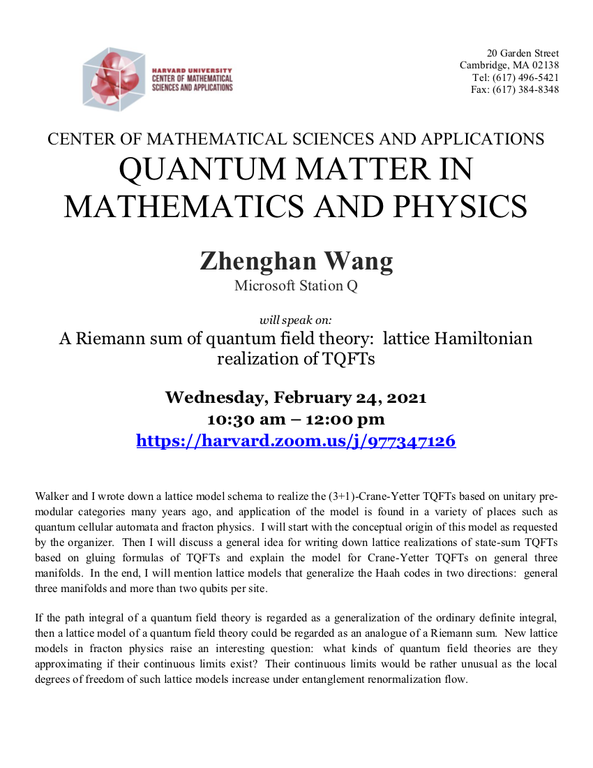 2/24/2021 Quantum Matter Seminar