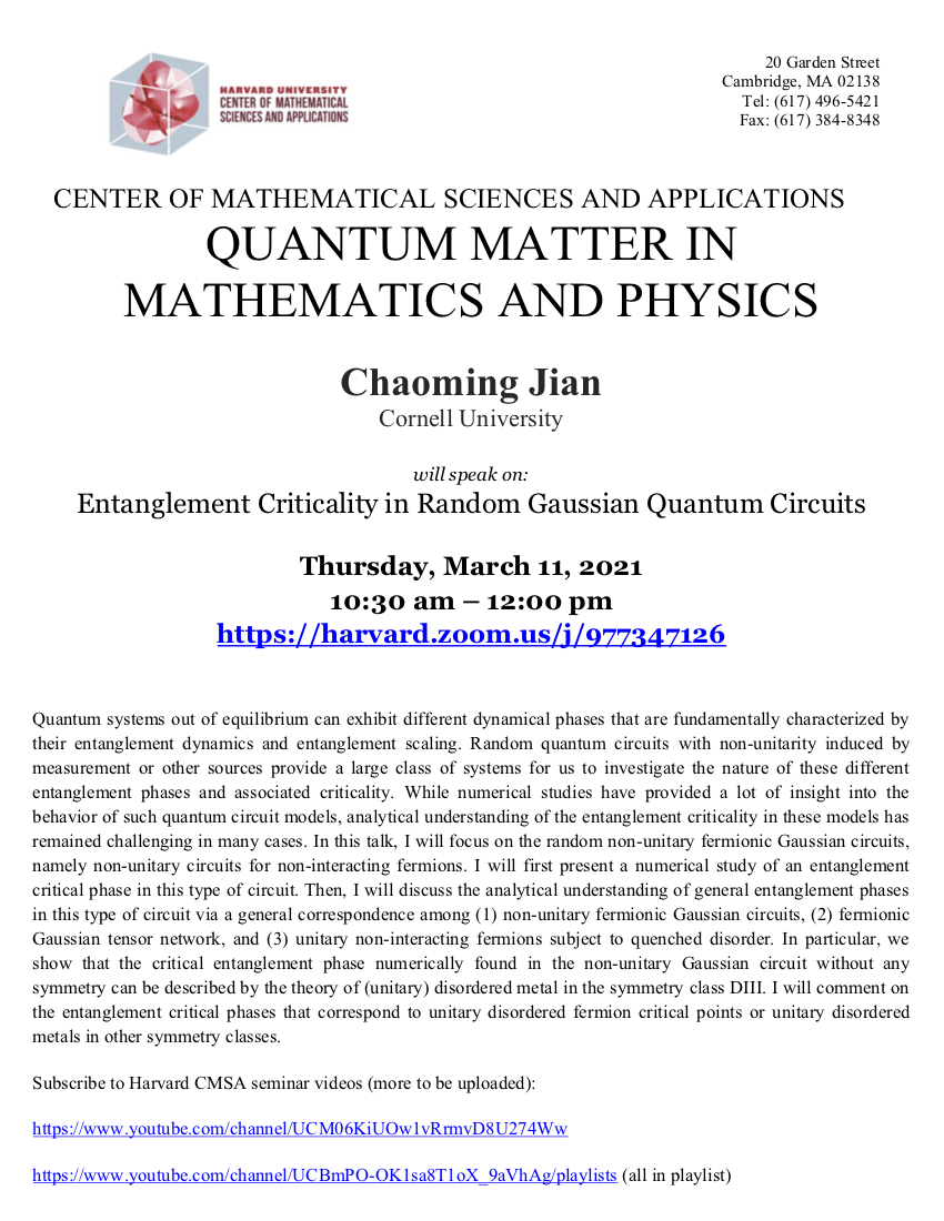 3/11/2021 Quantum Matter Seminar