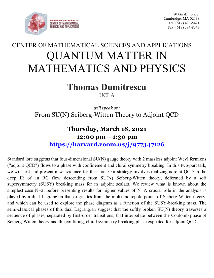 3/18/2021 Quantum Matter Seminar