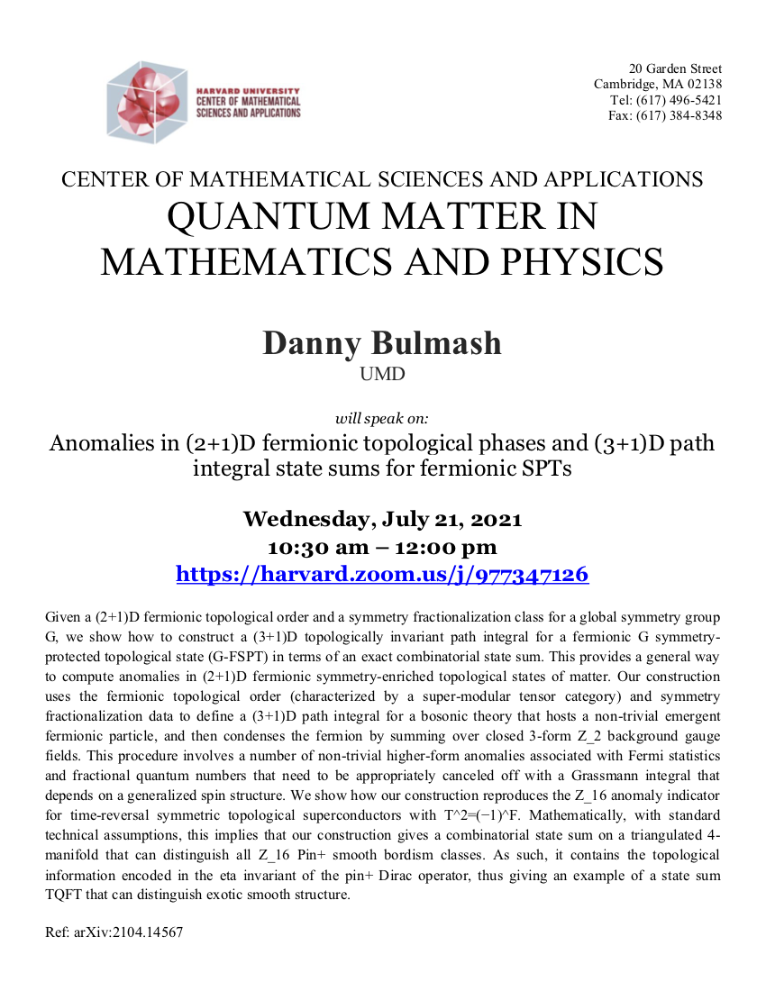 CMSA-Quantum-Matter-in-Mathematics-and-Physics-07.21.21