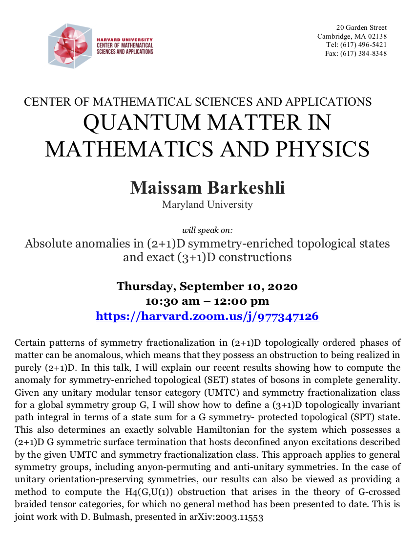 CMSA-Quantum-Matter-in-Mathematics-and-Physics-09.10.20