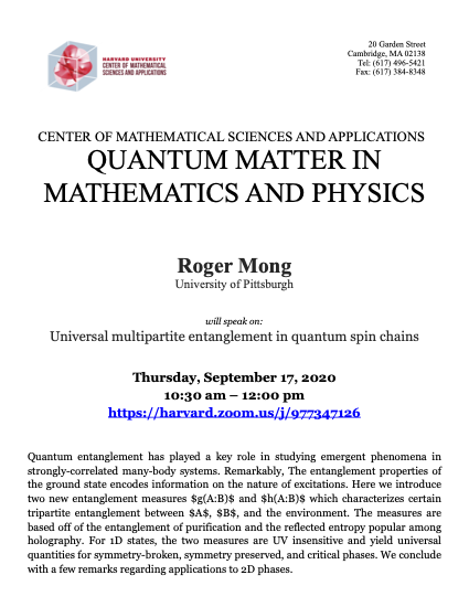 CMSA-Quantum-Matter-in-Mathematics-and-Physics-09.17.20