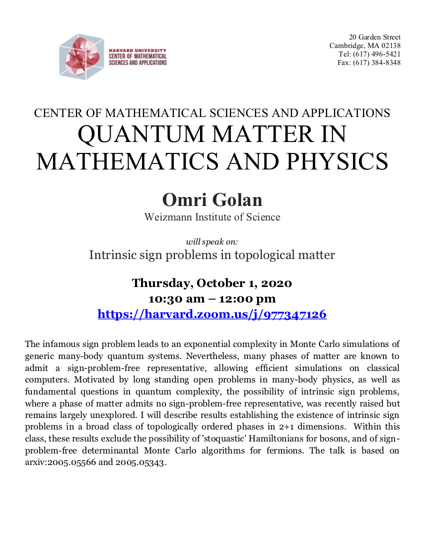 CMSA-Quantum-Matter-in-Mathematics-and-Physics-10.01.20