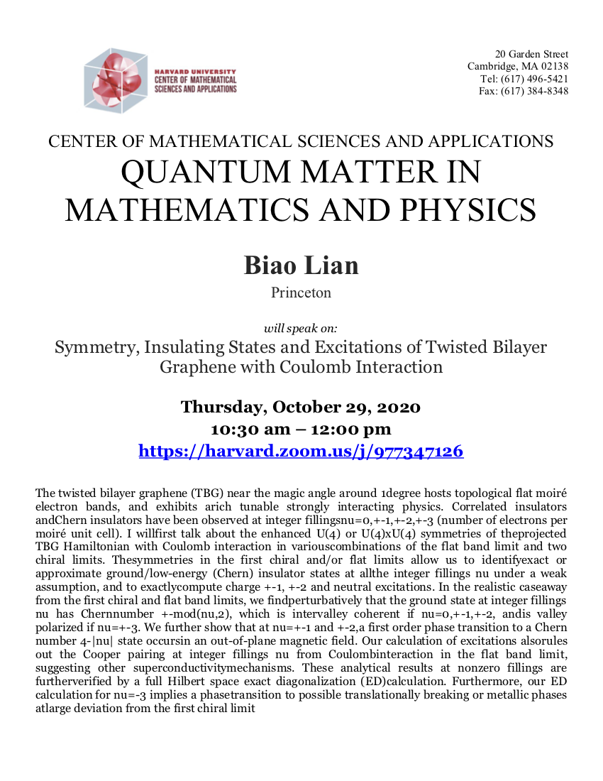 CMSA-Quantum-Matter-in-Mathematics-and-Physics-10.29.20