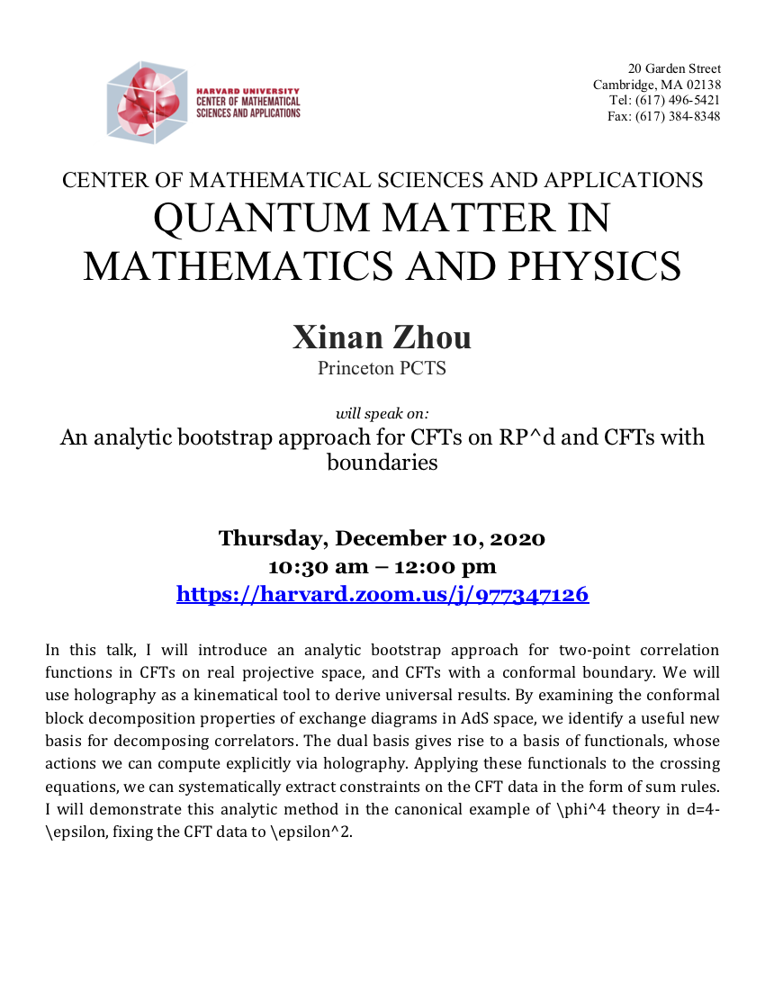 12/10/2020 Quantum Matter Seminar
