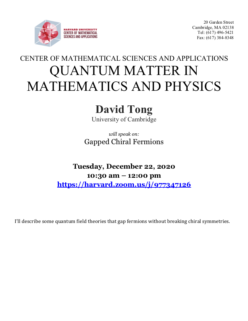 12/23/2020 Quantum Matter Seminar
