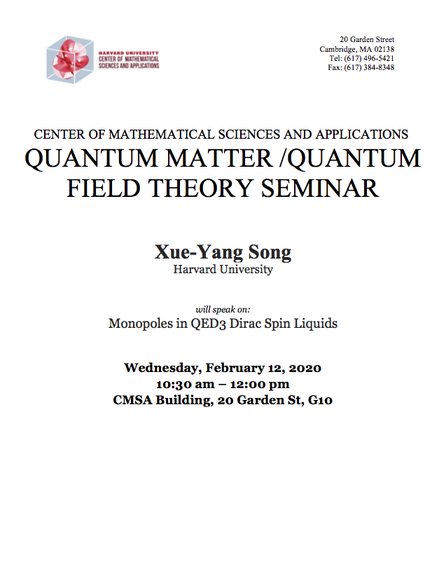 2/12/2020 Quantum Matter Seminar
