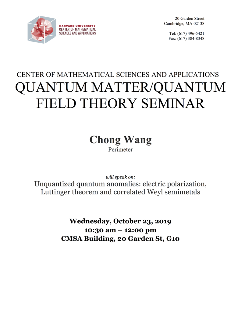 10/23/2019 Quantum Field Theory Seminar