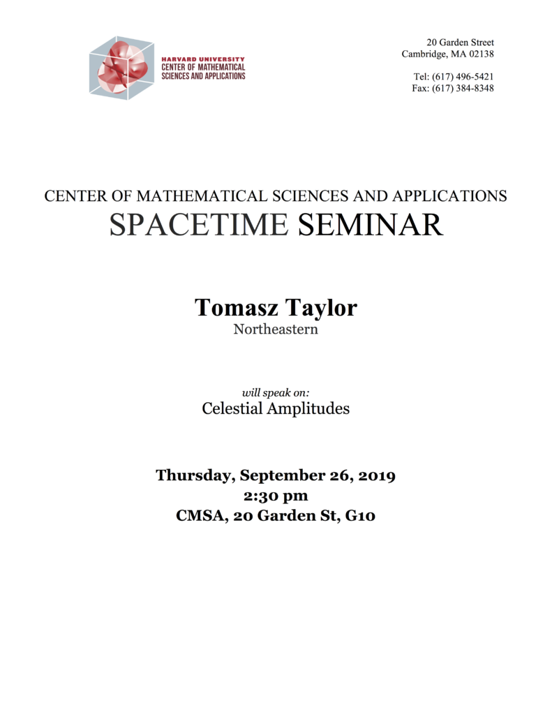 9/26/2019 Spacetime Seminar