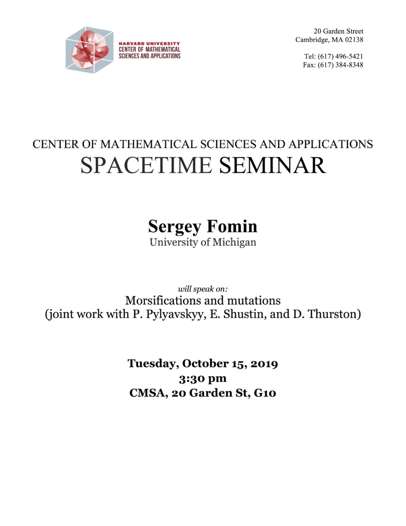 10/15/2019 Spacetime Seminar
