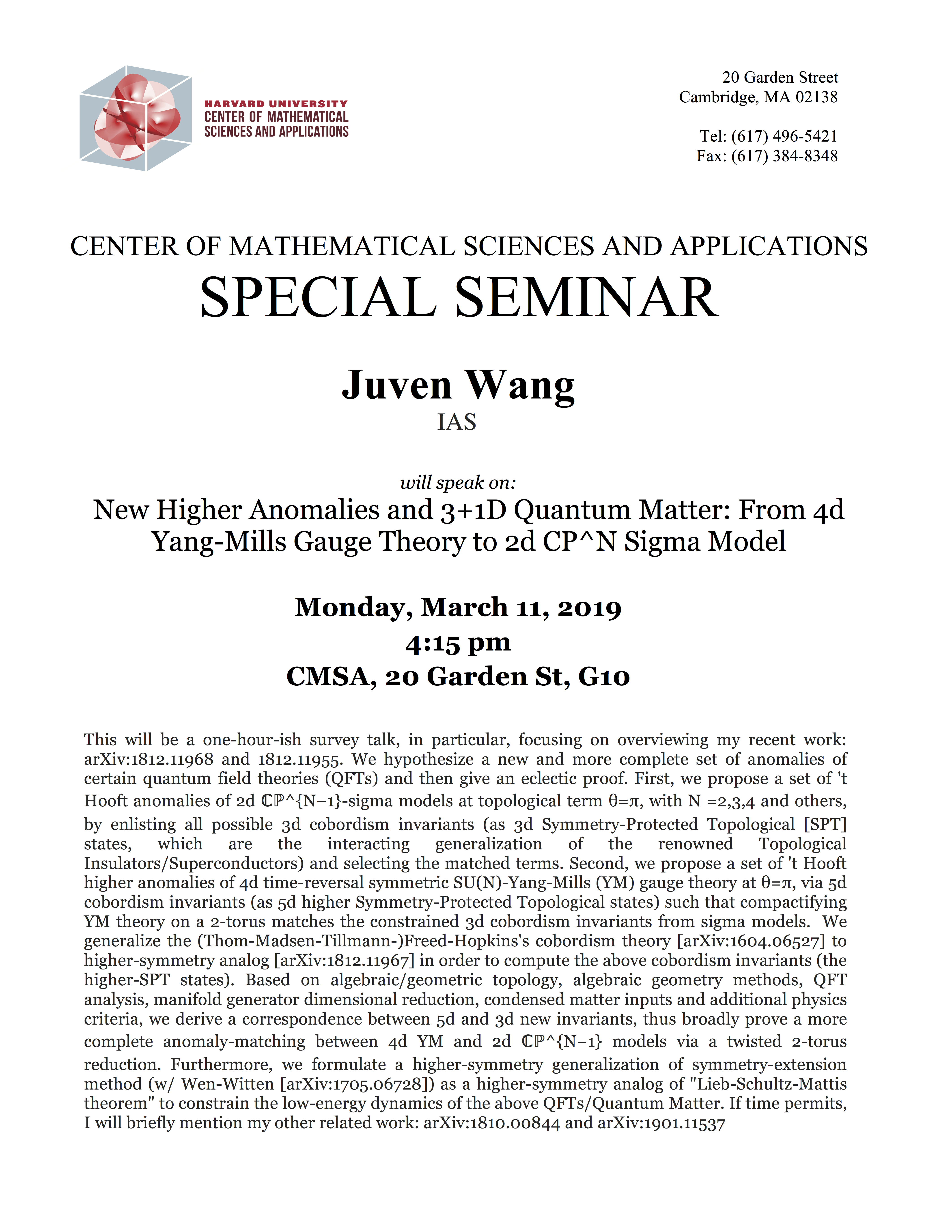 3/11/2019 Special Seminar