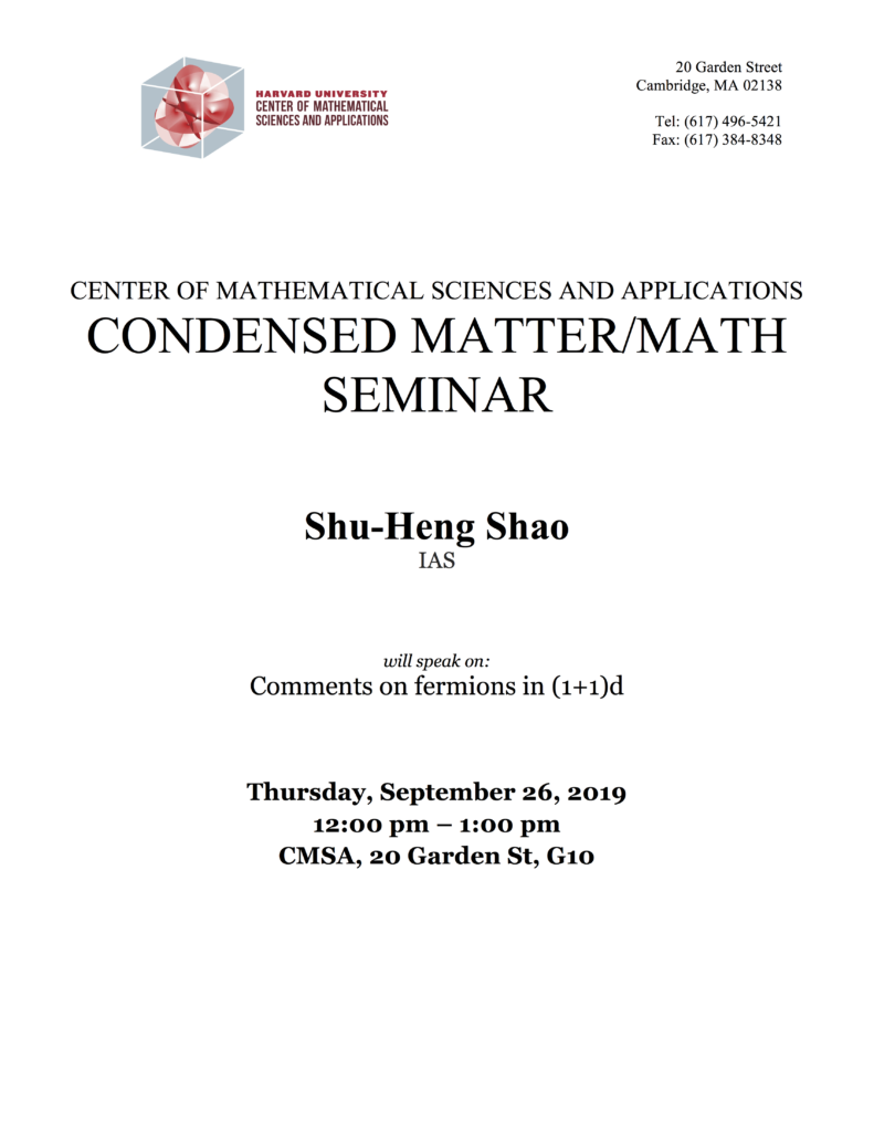 9/26/2019 Condensed Matter Seminar