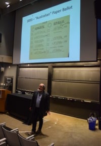 Photo from the 2019 Ding Shum Lecture featuring Ronald Rivest