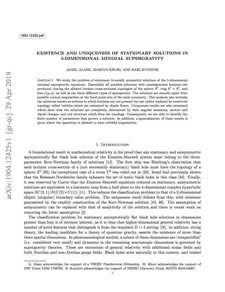 Existence and Uniqueness of Stationary Solutions in 5-Dimensional Minimal Supergravity