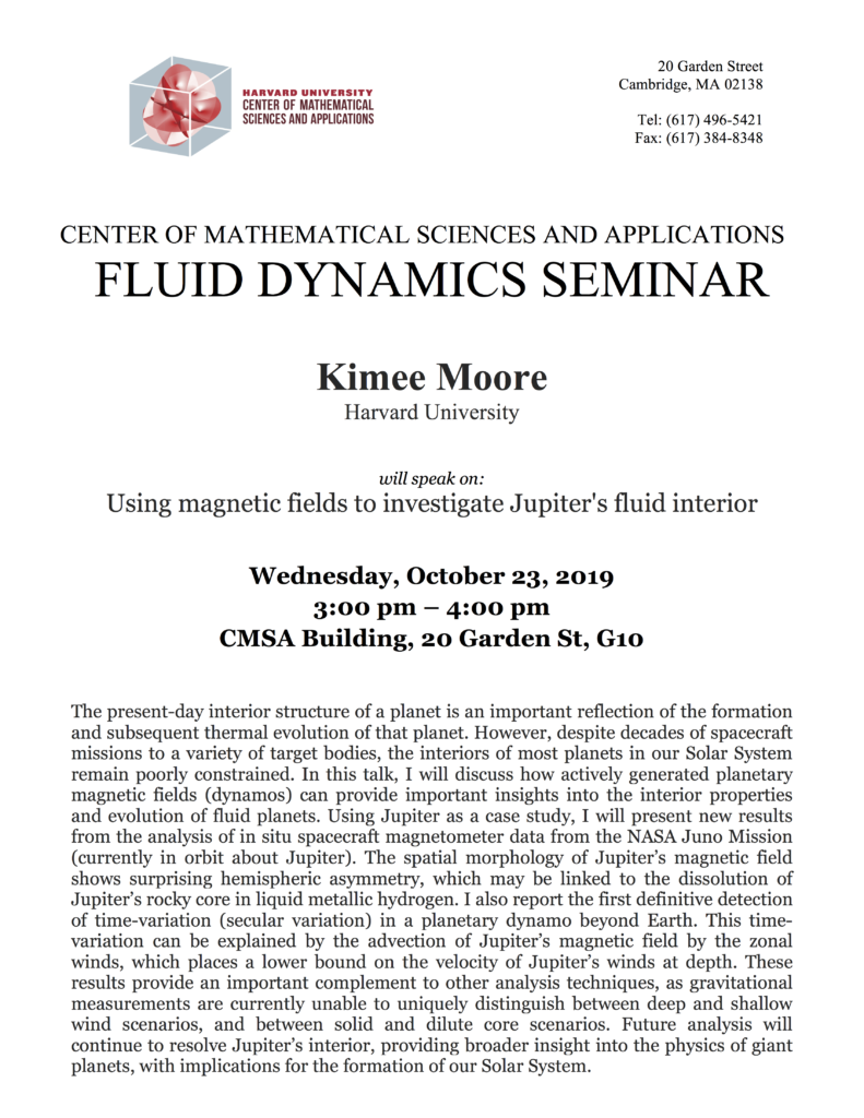 10/23/2019 Fluid Dynamics Seminar