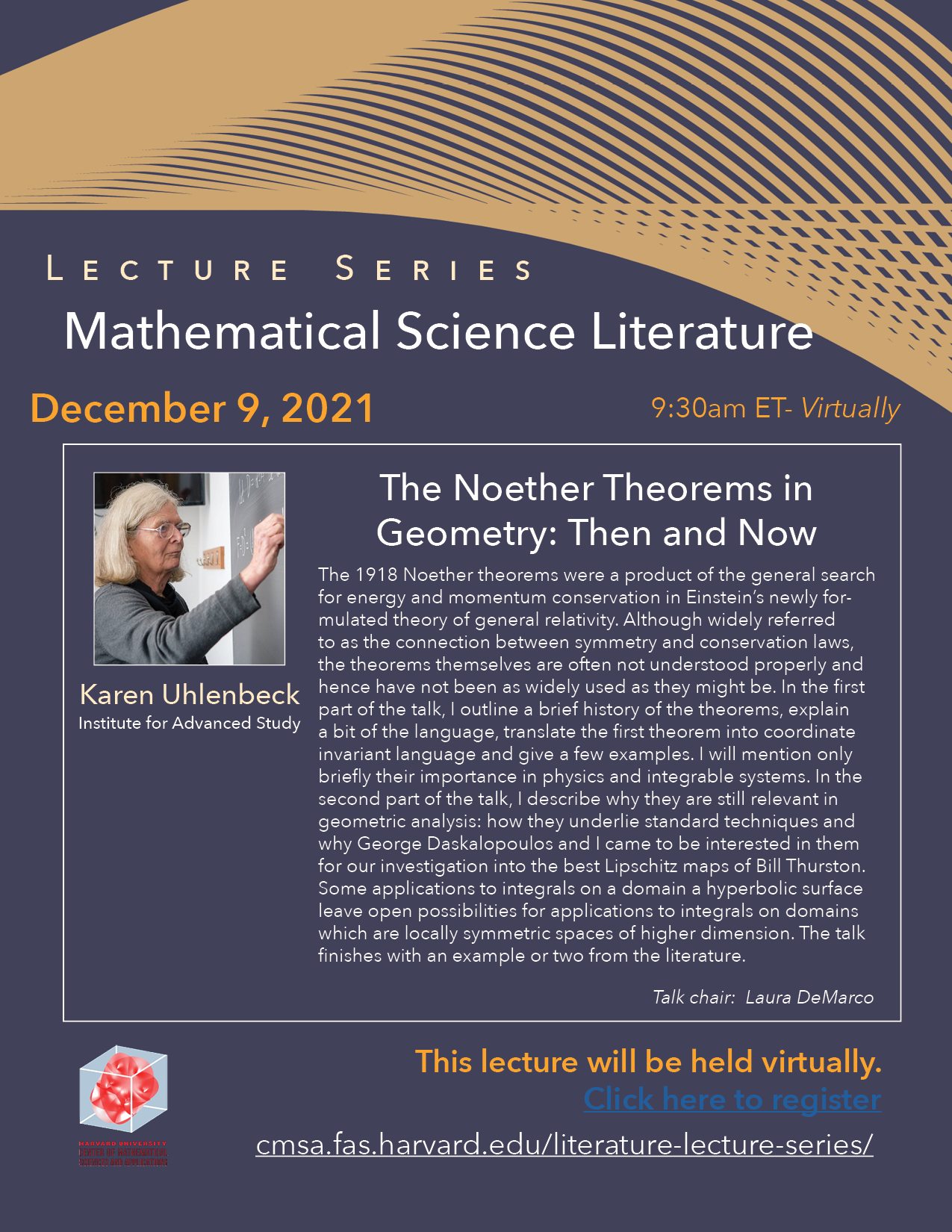 Mondwater Rimpels periode 12/9/21 Math-Science Literature Lecture- Karen Uhlenbeck - CMSA