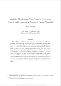 Modeling Multivariate Time Series in Economics: From Auto-Regressions to Recurrent Neural Networks