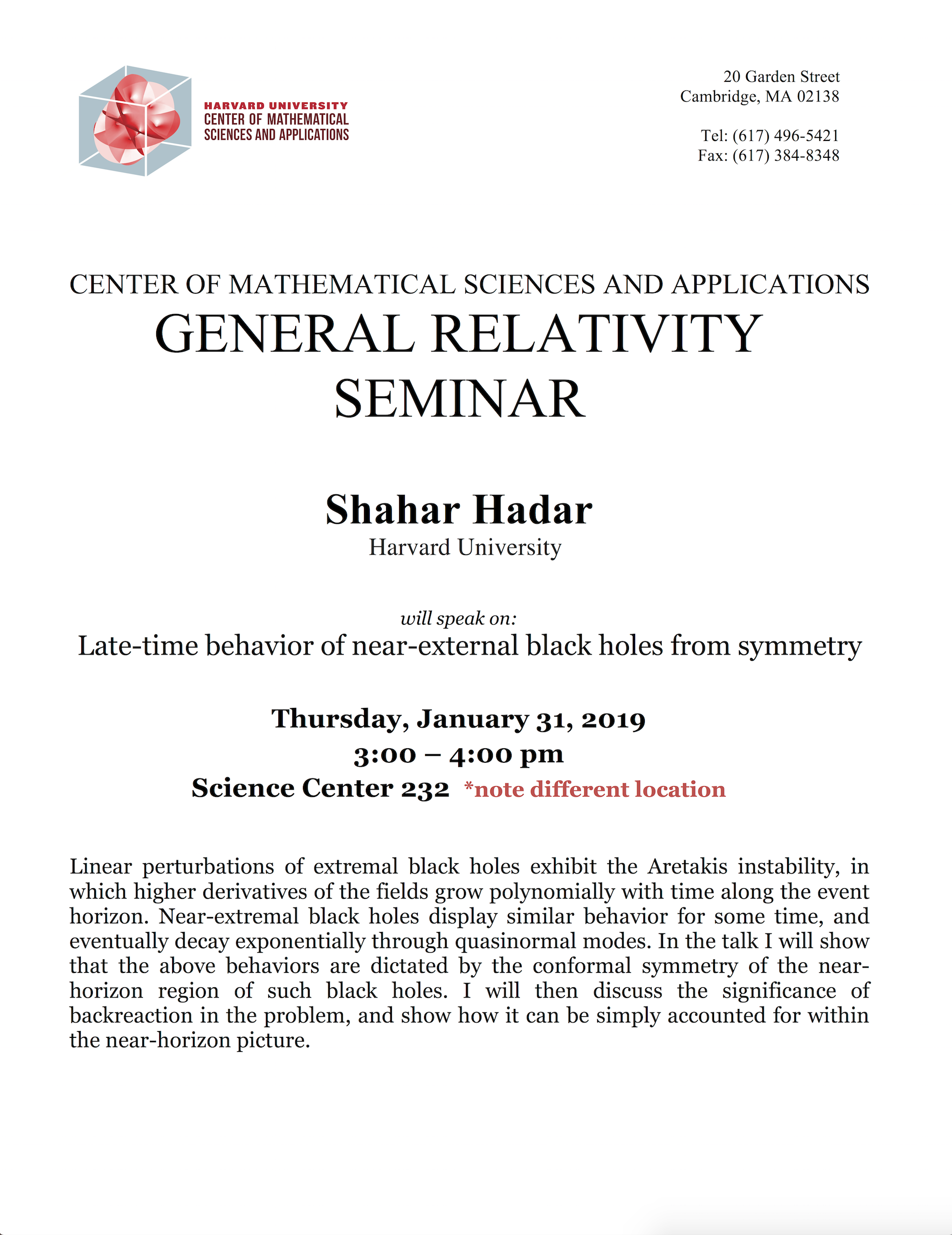 1/31/2019 General Relativity Seminar